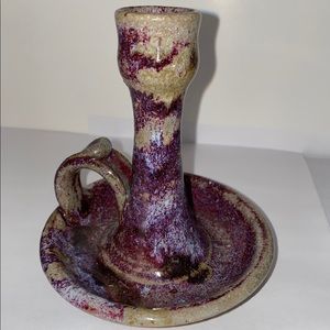 Bohemian earthenware speckled candle holder